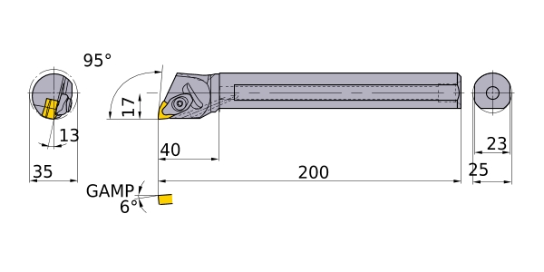 三菱 内径加工用 ダブルクランプ式ディンプルバー クーラント穴あり左勝手鋼シャンク A40T-DWLNL08